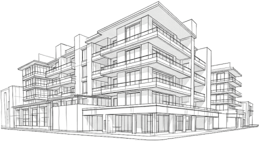 3D Architecture blueprint drawing